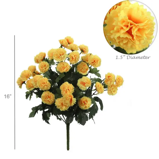 Yellow 18" Mum Bush with 11 Flowers - Sunlit Realistic Faux Mums for DIY Wedding Bouquets, Radiant Centerpieces, and Vibrant Home Decor {2}