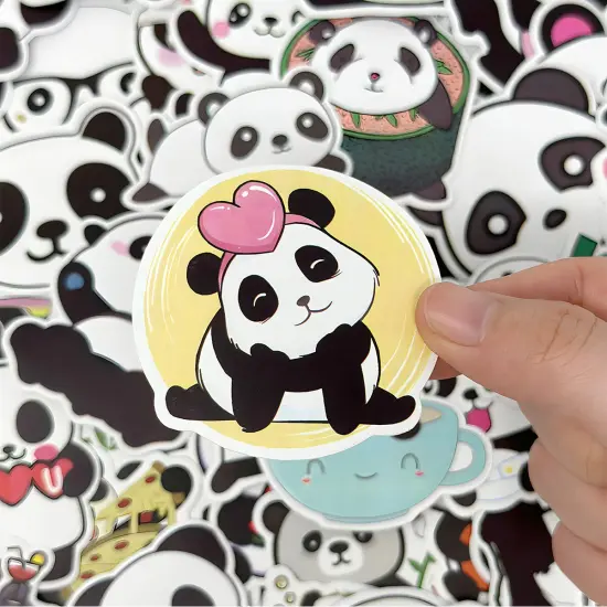Wrapables Waterproof Vinyl Stickers for Water Bottles, Laptop, Phones, Skateboards, Decals for Teens, 100pcs Panda {5}