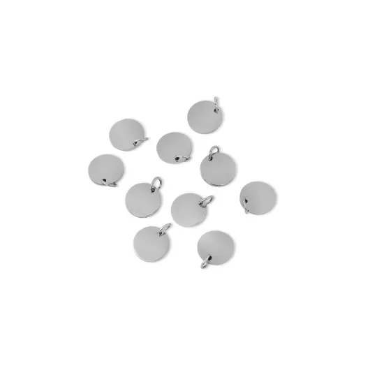10 Pack - 13mm Blank Round Polished Stainless Steel Pendant {1}