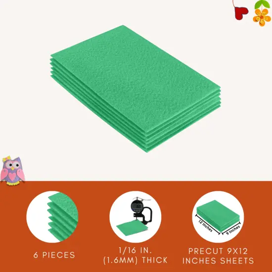 FabricLA Acrylic Felt Sheets for Crafts - Precut 9" X 12" Inches (20 cm X 30 cm) Felt Squares - Use Felt Fabric Craft Sheets for DIY, Costume, and Decoration | Mint - 6 Pieces {4}