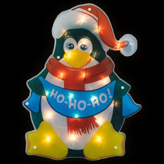Northlight 17.5" Lighted Penguin Christmas Window Silhouette Black {1}