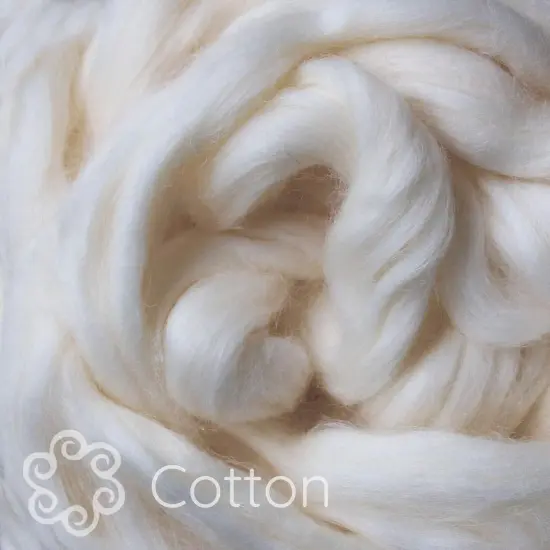 2oz Egyptian Cotton Fiber: Natural Undyed Combed Top Roving, Dyeing, Spinning, Blending, Felting, Weaving. Plant Based, Eco Friendly, Vegan White {1}
