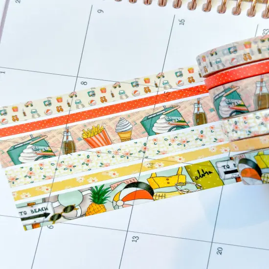 Retro Beach Vacation Florida Hawaii Aloha Vaca French Fries and Ice Cream Washi Tape Set - W089 {3}