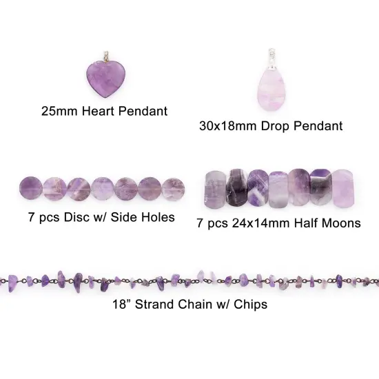 Amethyst Natural Gemstone Beads and Pendants Collection - Value Pack {3}
