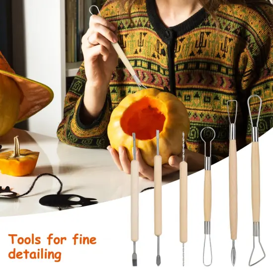 Halloween Pumpkin Carving Kit | Stainless Steel Decorative Tools for Sculpting and Cutting {3}