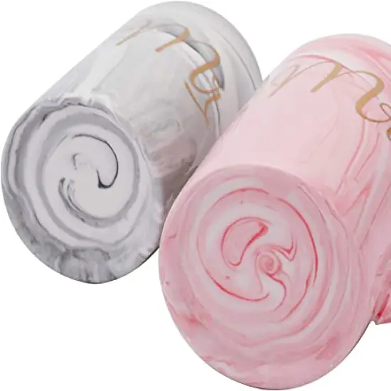 13.5 Oz Mr and Mrs Coffee Mugs, Wedding Gifts for Couple/Bride and Groom, Ceramic Marble Cups for Bridal Shower Engagement Wedding, Married Couples Anniversary {5}