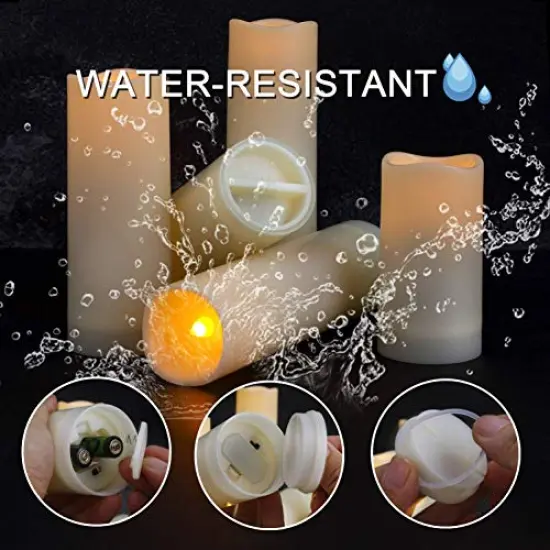 Flameless LED Candles with 10-Key Remote & Timer, Outdoor Indoor Waterproof Battery Operated Candles for Home/Wedding D&eacute;cor, Exquisite Set of 12 (D2.2'' x H4''5''6''7'') {4}