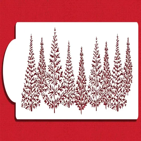 Pine Tree Cake Stencil Side | C1085 by Designer Stencils | Cake Decorating Tools | Baking Stencils for Royal Icing, Airbrush, Dusting Powder | Reusable Plastic Food Grade Stencil | Easy to Use {4}