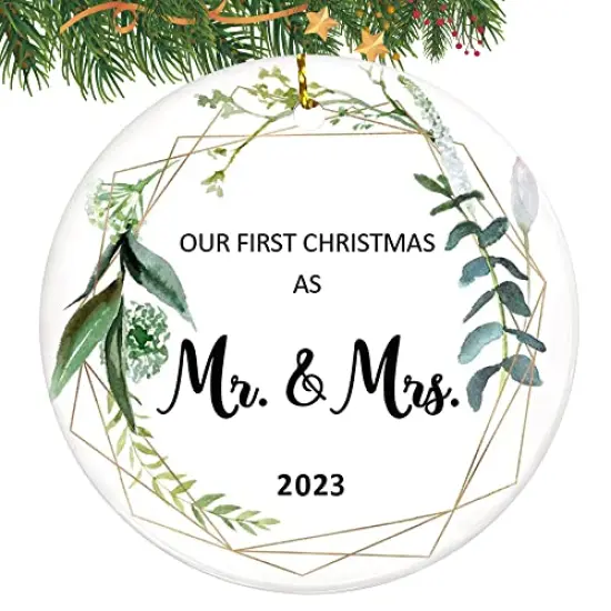 First Christmas Married Ornament 2023, Wedding Gifts for Couple, Our First Christmas as Mr Mrs Gifts, Bridal Shower Gift, Just Married Ornaments, 1st Year Wedding Ornament for Newlywed {1}