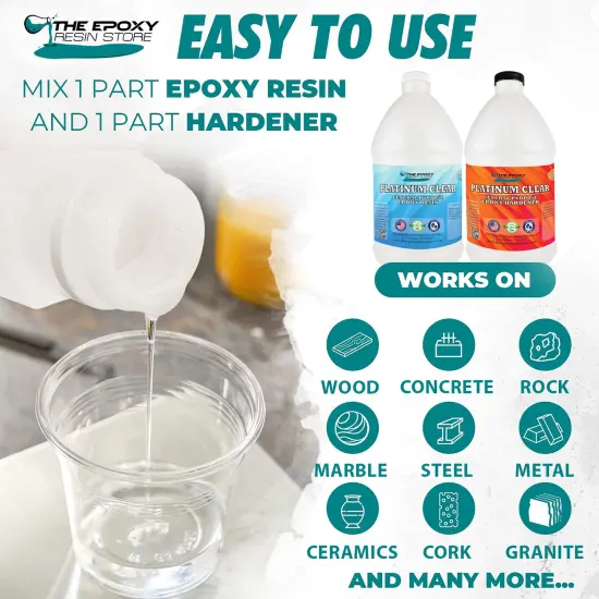 The Epoxy Resin Store - Clear Epoxy Resin, 2 part Kit, Self Leveling, Easy Mixing (1-1), High Gloss Finish, Cures Rigid, Low odor, Easy to Use - Epoxy Kit (A & B) {3}