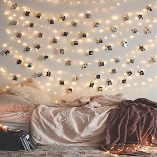 17Ft - 50 LED Photo ClipFairy String Lights with 50 Clear Clips for Hanging Pictures, Photo String Lights with Clips - Perfect Dorm Bedroom Wall Decor Wedding Decorations {2}