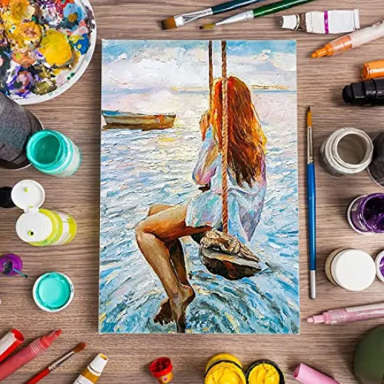 8 Pack Stretched White Blank Canvas - 11x14 Inch,Primed,100% Cotton,5/8 Inch Profile of Super Value Pack for Acrylics,Oils & Other Painting Media {3}