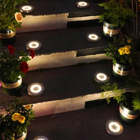 8PCS LED Solar Pathway Disk Light Multicolor {7}