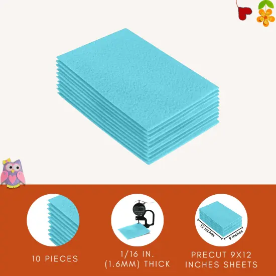 FabricLA Acrylic Felt Sheets for Crafts - Precut 9" X 12" Inches (20 cm X 30 cm) Felt Squares - Use Felt Fabric Craft Sheets for DIY, Hobby, Costume, and Decoration | Baby Blue - 10 Pieces {4}
