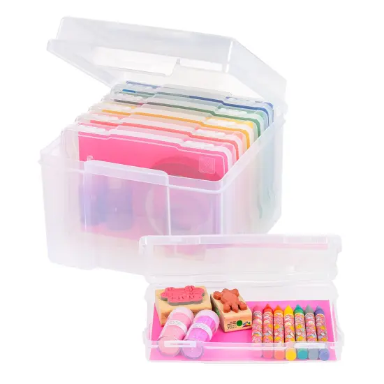 IRIS USA 5" x 7" Photo Storage and Embellishment Craft Keeper with 6 Cases, Clear {1}