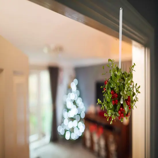 Ornativity Mistletoe Ball Christmas Ornament - Holiday Mistletoe Bell Hanging Decoration {6}