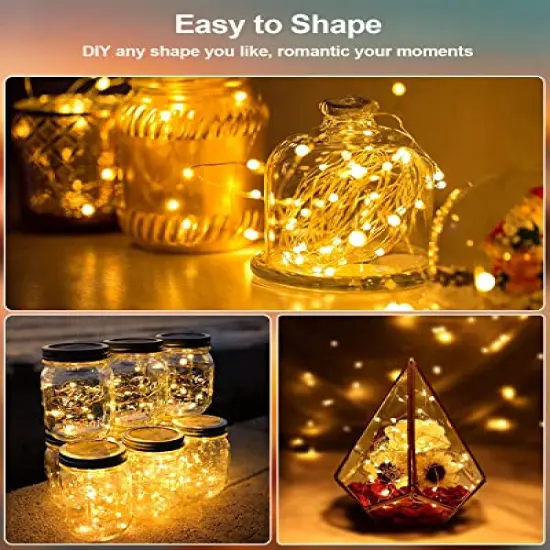 20 Pack Fairy Lights Battery Operated 3.3ft 20 LED Mini String Lights Twinkle Lights Copper Wire Firefly Starry Lights for Mason Jars Wedding Party Christmas Centerpiece Table Decorations, Warm White {5}