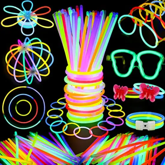 467 Pack Glow Sticks Party Favors for Kids Adults 200 GlowStick Bulk 7 Colors 8 Inch & 267 Connectors Necklace Bracelets Glasses and More in the Dark Light Up Toys {2}
