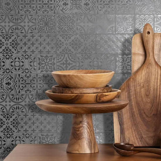 8 in x 8 in White Silver Inlay Decorative Foil Peel and Stick Paper Tile Backsplash (24-Pack) {2}