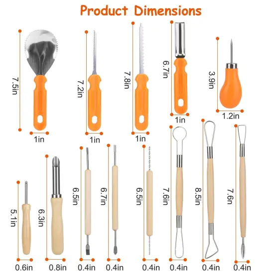 Halloween Pumpkin Carving Kit | Stainless Steel Decorative Tools for Sculpting and Cutting {4}