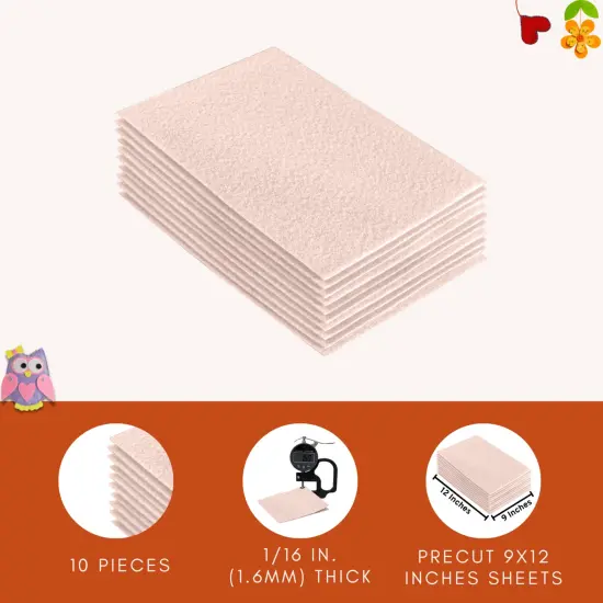 FabricLA Acrylic Felt Sheets for Crafts - Precut 9" X 12" Inches (20 cm X 30 cm) Felt Squares - Use Felt Fabric Craft Sheets for DIY, Hobby, Costume, and Decoration | Ivory - 10 Pieces {4}