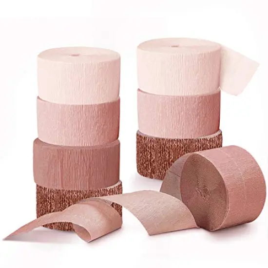 Wedding Party Supplies - 8 Rolls Rose Gold Crepe Paper Streamers Tassels Streamer Paper for Wedding Valentine's Day Birthday Baby Bridal Shower Family Gathering Decorations, 82ft Long {2}