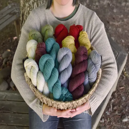 DIY Merino Hat & Gloves Knitting Kit: Organic Hand Dyed Wool Yarn + Printed Pattern. Soft, Cozy, Great for Gifts. Walk in the Park Pond {3}