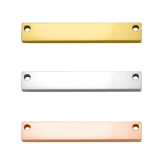 10 Pack - 18K Gold PVD Coated Polished Stainless Steel Blank Bar {2}
