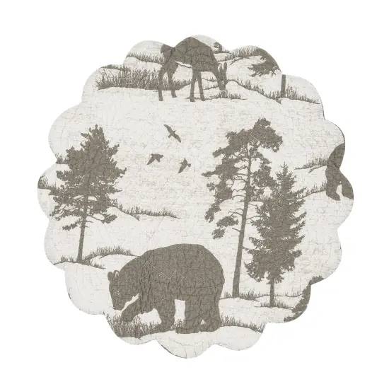 Henderson Hideaway Round Woven Reversible Rustic Winter Wilderness Placemats Set of 6, 17" {5}