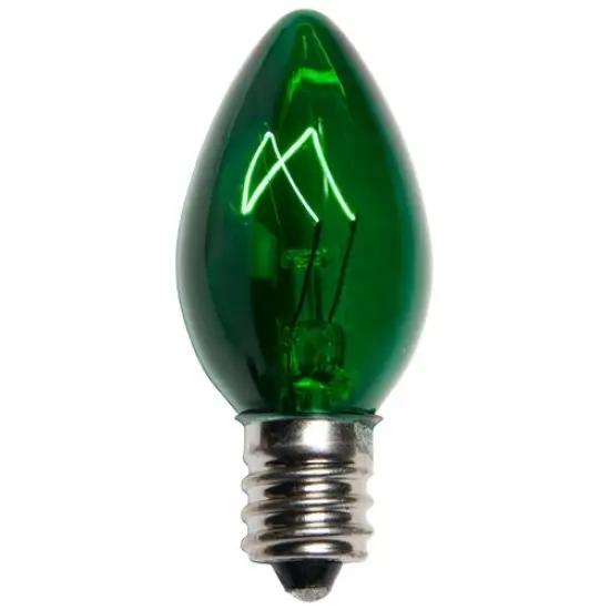 25 Bulbs - C7 Triple Dipped Transparent Green, 5 Watt lamp {1}