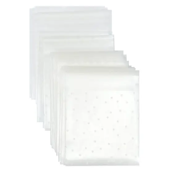 Wrapables Transparent Self-Adhesive 4" x 4" Candy and Cookie Bags, Favor Treat Bags for Parties and Wedding (200pcs) White Dots {1}
