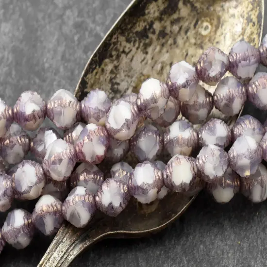 *15* 8x10mm Bronze Washed Alabaster Opal Faceted Bicone Beads {4}