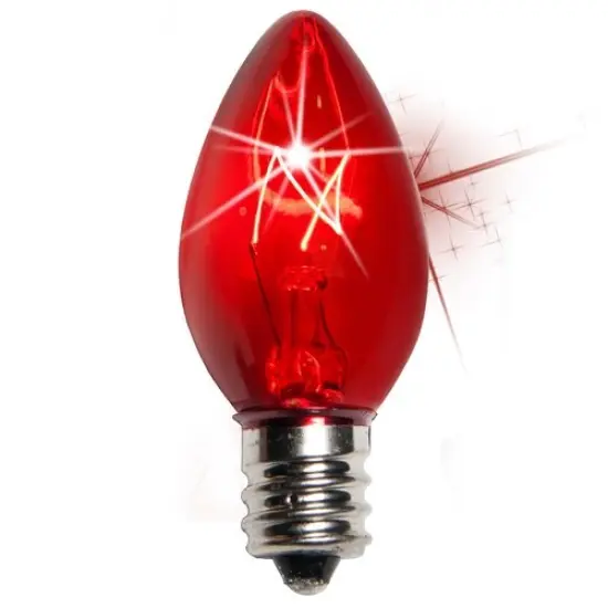 25 Bulbs - C7 Twinkle Triple Dipped Transparent Red, 7 Watt lamp {1}