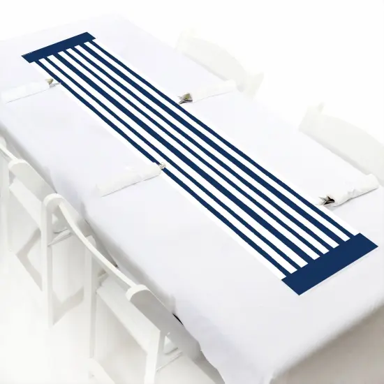 Big Dot of Happiness Navy Stripes - Petite Simple Party Paper Table Runner - 12 x 60 inches {1}