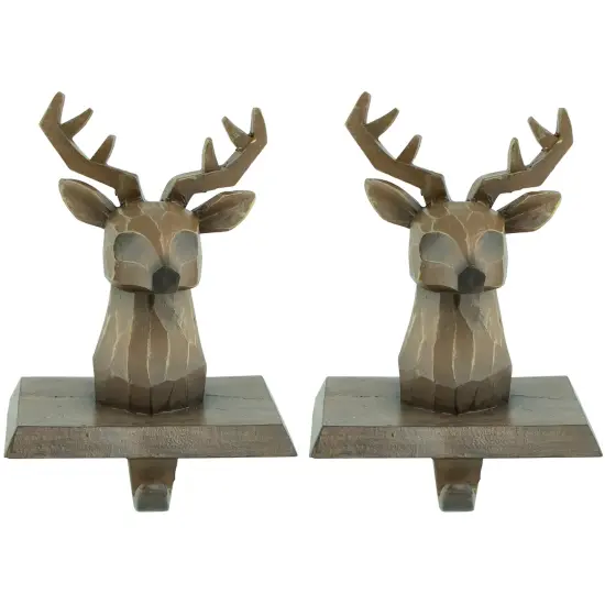 Northlight Set of 2 Brown Reindeer Head Christmas Stocking Holders 5.75" {1}