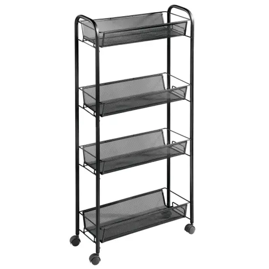 mDesign Steel Slim Rolling Utility Cart Storage Organizer with 4 Shelves {5}