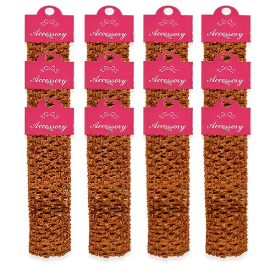 Pack of 12 Crochet Stretch Headbands Burnt Orange {1}