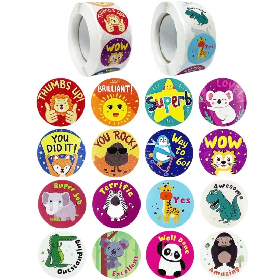 Wrapables 1 Inch Reward, Birthday, Thank You Stickers for Teachers, Students, Classrooms, Party Favors, Gifts, Boxes & Bags (1000pcs) Weather & Floral {5}