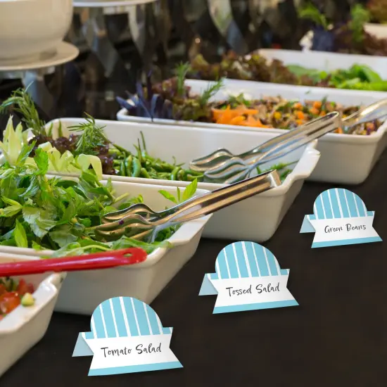 Big Dot of Happiness Blue Stripes - Simple Party Decorations Tent Buffet Card - Table Setting Name Place Cards - Set of 24 {4}