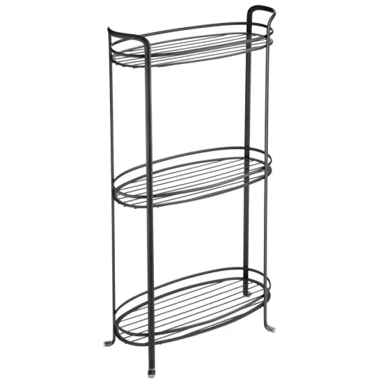 mDesign Vertical Standing Bathroom Shelving Unit Tower with 3 Baskets {4}