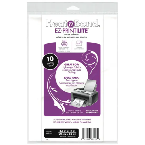 HeatnBond EZ-Print Lite Iron-On Adhesive-8.5"X11" 10/Pkg {1}