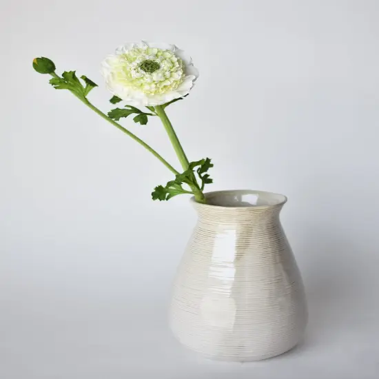 21" Faux Double Ruffled Ranunculus Stem White {4}
