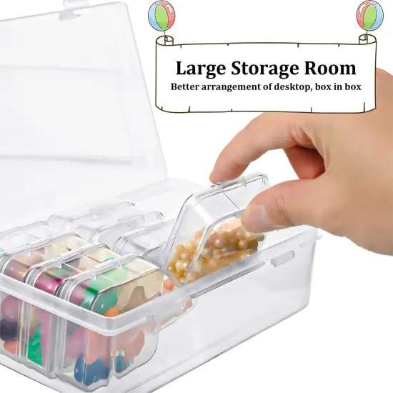 12 PCS Small Clear Plastic Beads Storage Container and Organizer Transparent Boxes with Hinged Lid for Storage of Small Items, Jewelry, Diamonds, DIY Art Craft Accessory (2.12 x 2.12 x 0.79 inch) {5}