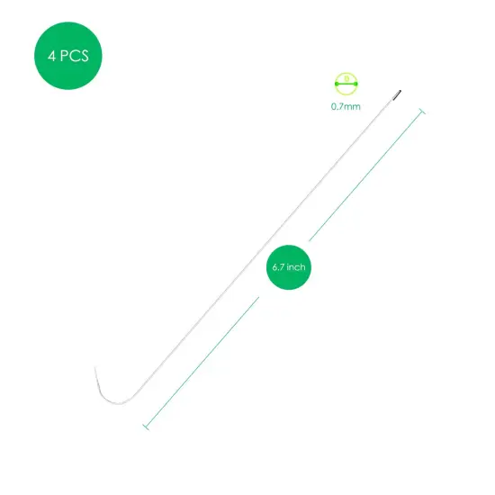 4 Pieces Beading Needles - 6.7 inches Clip-Style Beading Needles for Bead Spinner, 0.7mm Diameter, Efficient|Sturdy Beading Needles for Jewelry Making (4-Curved/0.7mm) {3}