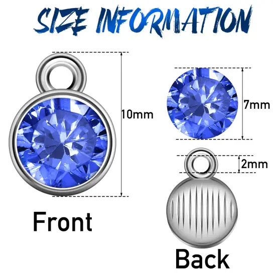 108 Pieces Crystal Birthstone Charms DIY Jewelry Necklace Bracelet Beads Pendant with Rings Mixed Handmade Round Crystal Charm for Earring Making Supplies, 7 mm, 12 Colors (Light) {5}