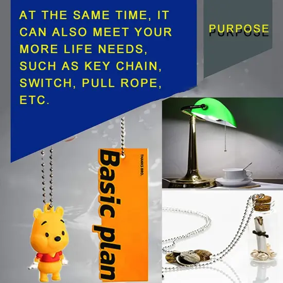 55 FT Stainless Steel Ball Chain, Necklace Chain Ball Bead, Bead Chain Ball Chain Bulk Bead Chain with 100 Pcs Matching Connectors Clasps for Necklace Hanging, Dog Tag, DIY Crafts, 2.0mm Diameter {5}