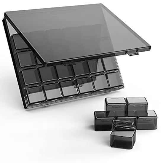 30 Pack Plastic Stackable Organizer Container with Lids, Mini Containers for Beads, Glitter, Slime, Paint or Seed Storage - Black (Black) {2}