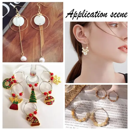 100 Pieces 20mm Hypoallergenic Stainless Steel Hoop Earring Golden Wine Glass Charm Rings 0.7mm Pin Earring Beading Hoop for Women Dangle Hoop Earrings Making {5}