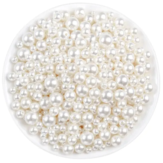 800 Pieces Ivory Pearl Craft Beads Loose Pearls for Jewelry Making, Crafts, Decoration and Vase Filler (Assorted Sizes) {2}