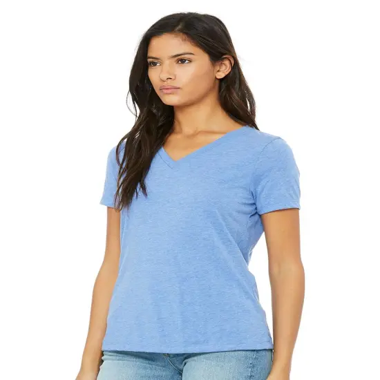 BELLA + CANVAS&reg; Women's Relaxed Triblend Short Sleeve V-Neck Tee Oatmeal Triblend {6}
